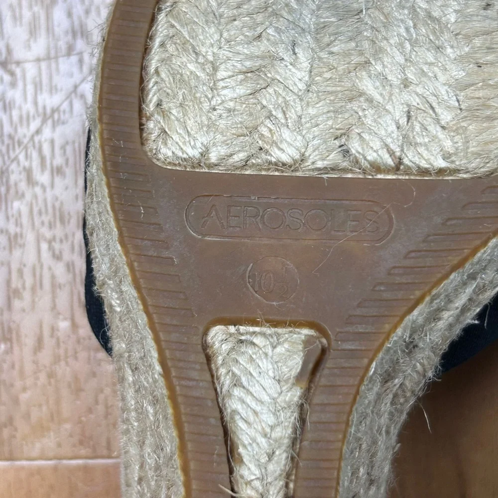AEROSOLES Black‎ and Cream Espadrille Wedge Sandals